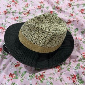 Vince Camuto Black and Tan Woven Hat